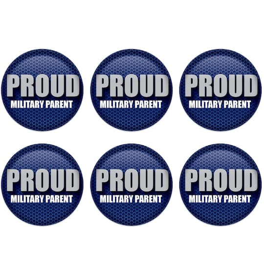 Beistle 2" Blue & Silver Proud Military Parent Buttons, 6ct.